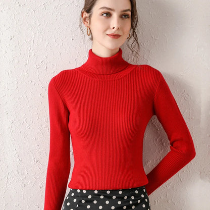 Sweater Women New Arrival 2025 Autumn Winter Turtleneck Sweaters Korean Style Simple Base Layer Pullover Thick Solid Slim Tops