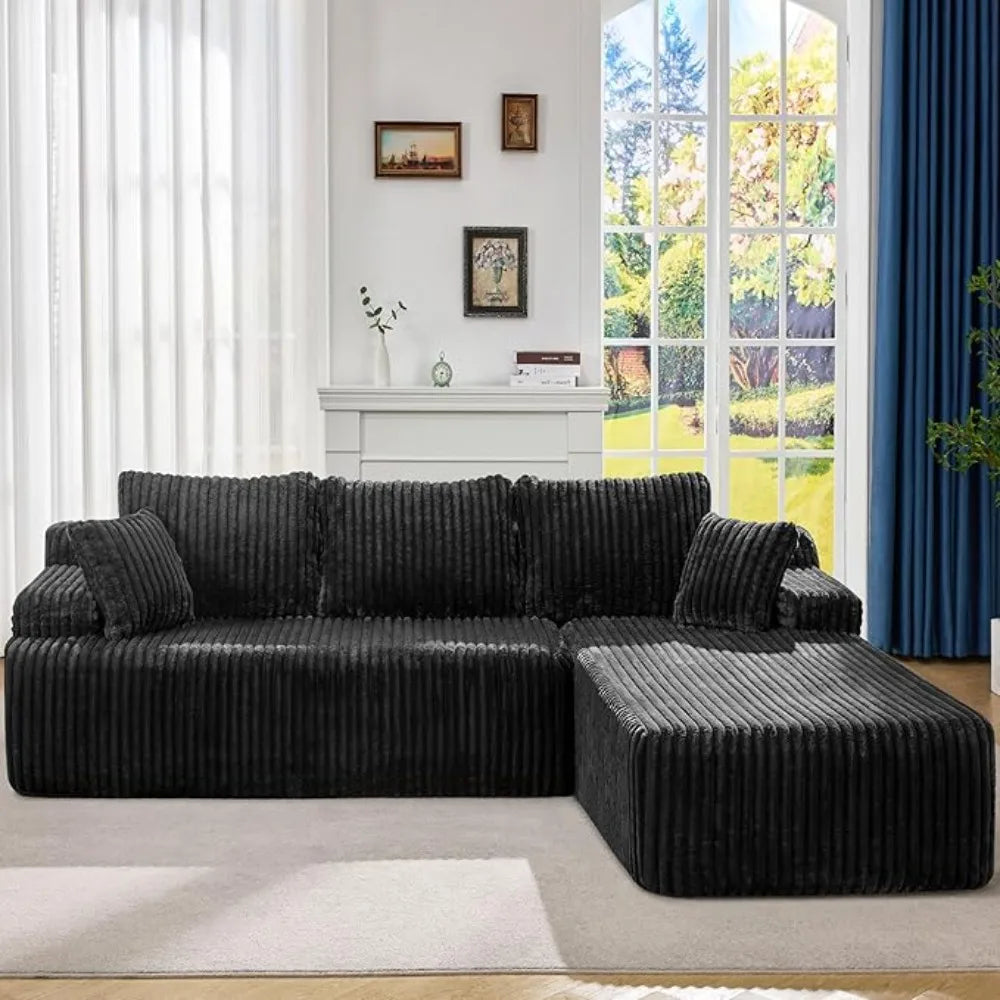 Modular Sectional Sofa Couches 108" L-Shape Couch 3 Seat Modular Sofa Memory Foam Sectional Couches for Living Room