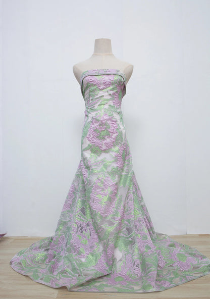 Latest Nigerian Laces Fabric 2025 Luxury 5 Yards African Jacquard Brocade Lace Fabric for Sewing Family Prom Dresses F4012