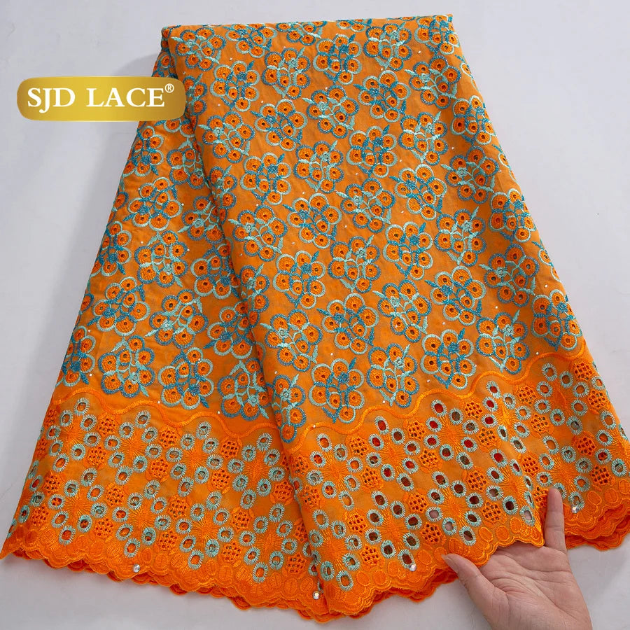 SJD LACE Austria African Cotton Lace Fabrics 2025 High Quality Nigerian Swiss Voile Lace for Sewing Women Wedding Dress DIY 4369