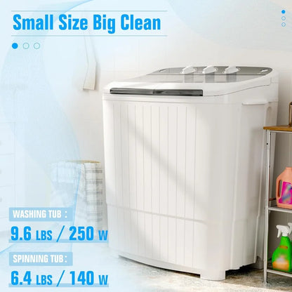 Portable Washing Machine 17.6 Lbs Compact Mini Washer and Dryer Combo with Twin Tub Design Spin Cycle and Soaking Function Idea
