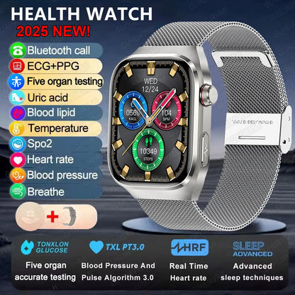 2026 New ECG+PPG Accurate Measure Heart Rate Smart Watch Men Blood Pressure Lipids Uric Acid Bluetooth Call Health Smartwatches