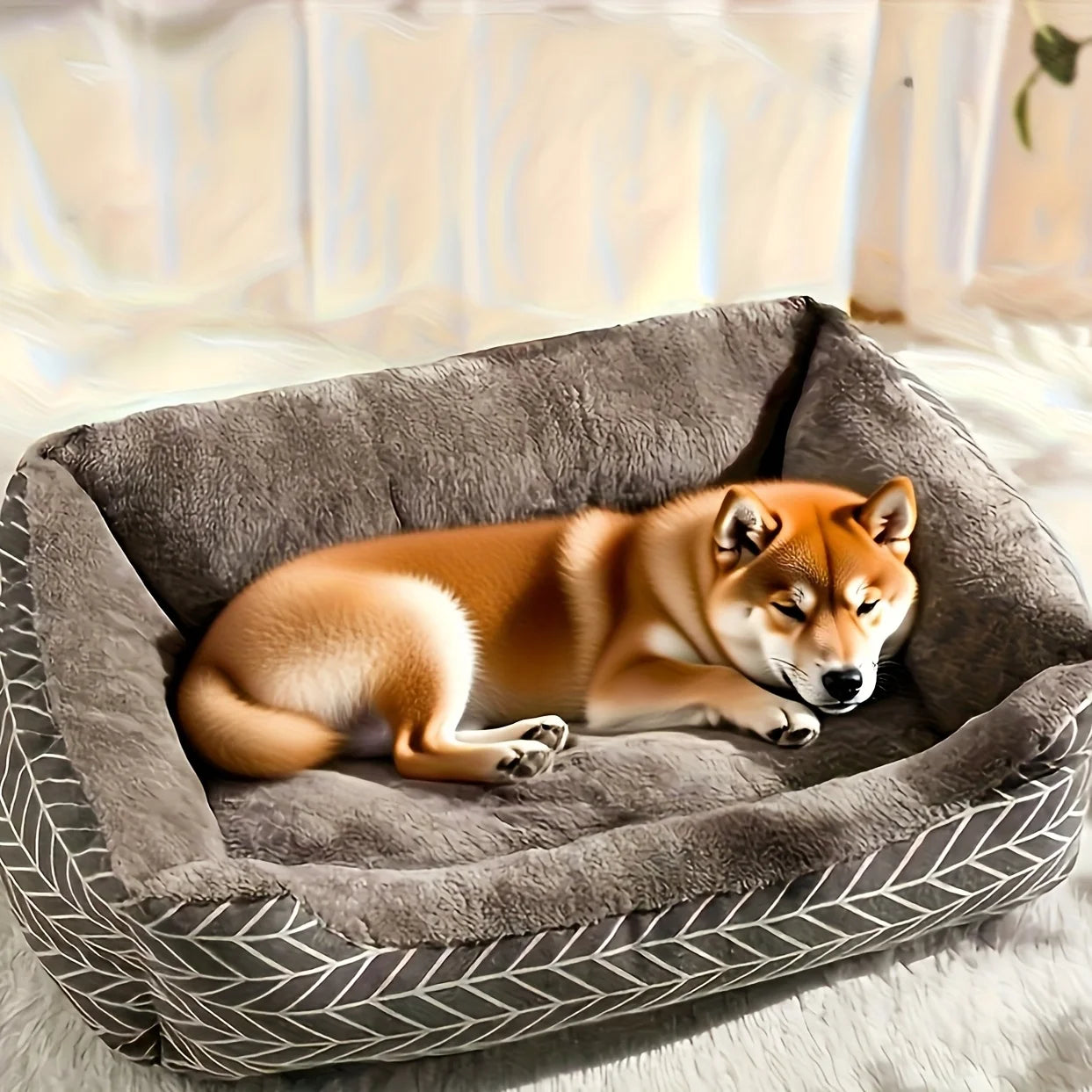 Winter Warm Dog Bed - Ultra Soft Plush Round Pet Bed, Thick Cushioned Mat for Small To XXL Dogs & Cats, No Assembly Cozy Lounge