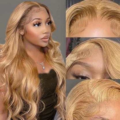 Honey Blonde Human Hair Wig Body Wave Lace Front Wig 13X6 Hd Lace Frontal Wig Colored Brazilian Hair 250 Density For Black Women