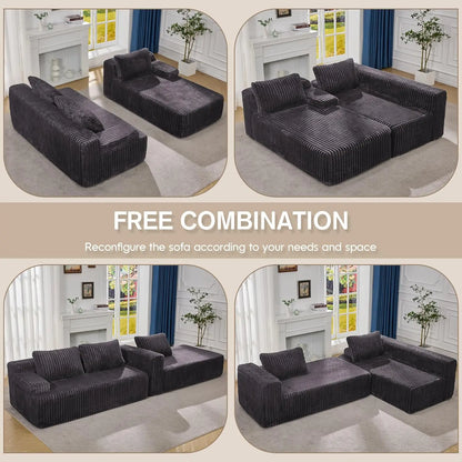3 Seat L-Shape Memory Foam Modular Sectional Sofa Couch for Living Room Customized Home Furniture