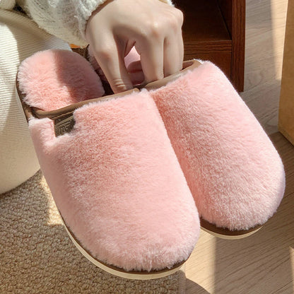 Crestar Women Warm Fuzzy Slippers Winter New Plush Indoor Flat Slides Comfy Soft Sole Fur Men Shoes Fluffy House Cotton Slippers