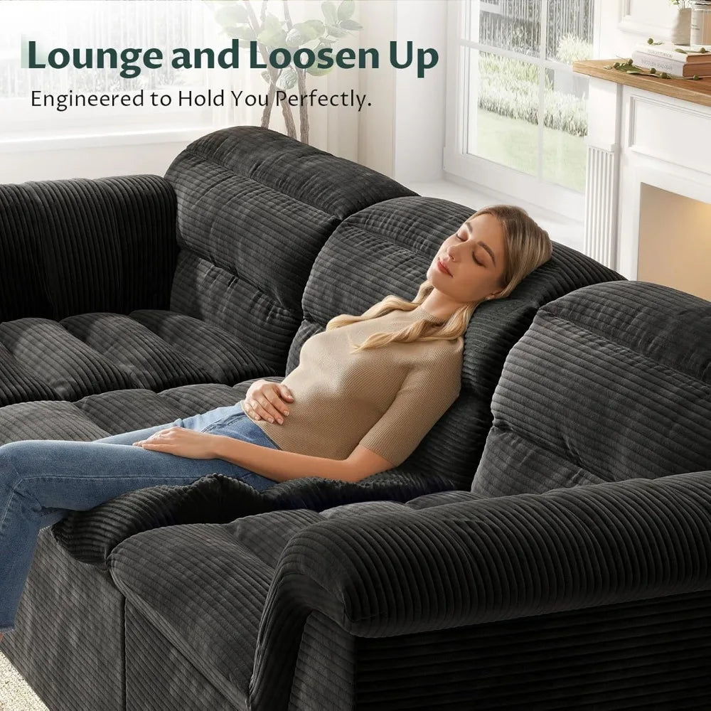 112" Modular Cloud Sectional Couch with Ottoman, Modern Upholstered Compressed Sofa with Deep Seat, Comfy L-Shape,Customized