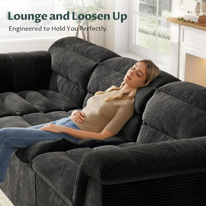 112" Modular Cloud Sectional Couch with Ottoman, Modern Upholstered Compressed Sofa with Deep Seat, Comfy L-Shape,Customized