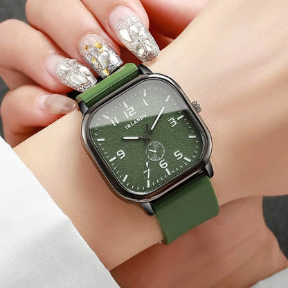 Fashion Square Women Quartz Watch Casual Silicone Strap Sports Wristwatch For Men Women Students（Without Box）