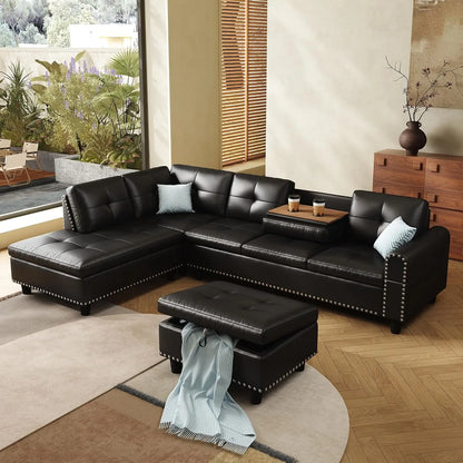 97.5" Oversized Sectional Couch, L Shaped Couchwith Storage Ottoman, Modern Modular Sofa withDeep Seat, Sectional, Customized