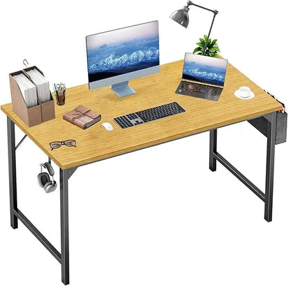 Computer Office Desk, 48 Inch Writing Work Study PC Wood Modern Desk with Storage Bag & Headphone Hook Simple Bedroom for 2 Per