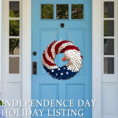 American Flag Eagle Wreath Decorative 4th of July Hanging Door Sign Patriotic Door Hanger for Wall Front Door Farmhouse