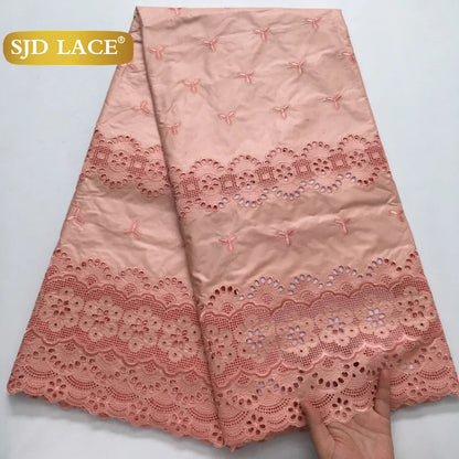 SJD LACE Swiss Voile Lace Fabrics Dubai African Cotton 5 Yards 2025 Latest African Nigerian Cotton Lace for Dresses Sew 4271