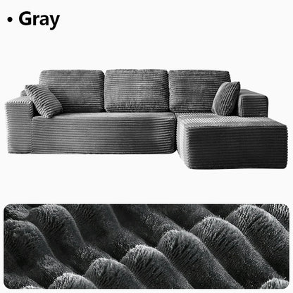 Oversized L Shaped Couch With Chaise, Minimalist Compressed Boneless Couch No Assembly Required, Modular Cloud Sectional Sofa Fo