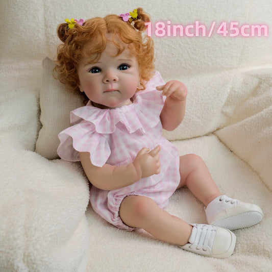 1PC 45 cm 18 inches, a reborn baby girl who can stand, a vivid, fully soft Winnie's body doll, a cute birthday gift for a toddle