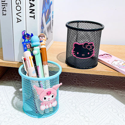 Cute Sanrio Hello Kitty Kuromi Metal Pen Holder School Supplies Cosmetics Storage Gift for Wife