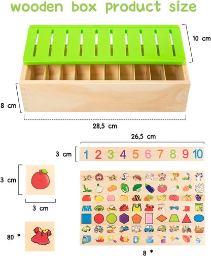 Wooden Montessori Sorting Toys, Educational Early Learning Activities Box for Category Objects Picture Matching, Preschool Kinde