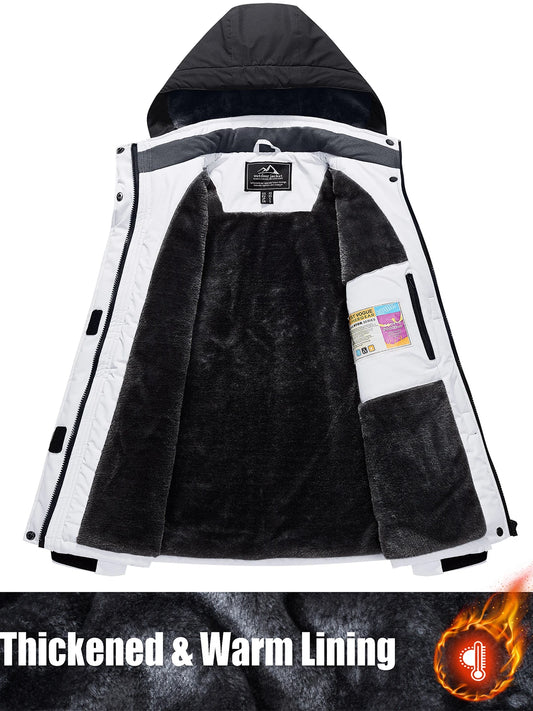 Womens Ski Jacket Waterproof Insulated Snow Jacket Warm Windproof Winter Coats with Hood Fleece Lined Jacket