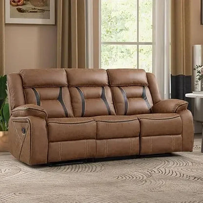 Minimalist faux leather manual reclining sofa, 3 seat recliner sofa chair, couch furniture for living room, furniture, meeting r