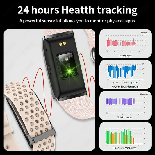 LIGE New No screen Smart Watch 20-day Ultra-long Use Time 24hours Blood Oxygen Blood Pressure Monitoring Sports Smart Bracelet