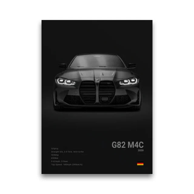 2-A1 Famous Cars G80 M3C Canvas Wall Art Print Poster E30 M3 Z8 Decorative Mural Modern Home Decor Birthday Gift Unframed