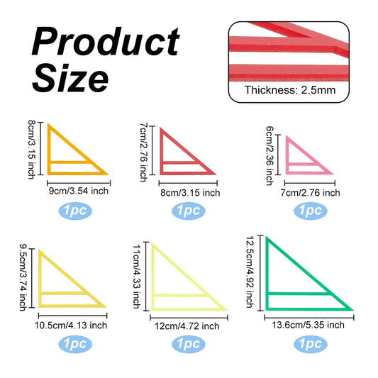 6Pcs Dog Bandana Sewing Template Set Small Reversible Triangle Sewing Quilting Acrylic Quilting Template Stencil for Small Dogs