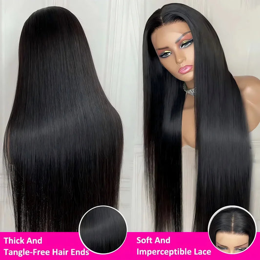Straight Human Hair Wig 100%Human Hair Quality 13X6 Hd Transparent Lace Front Wig For Black Women 5X5 Glueless Brazilian 40 Inch
