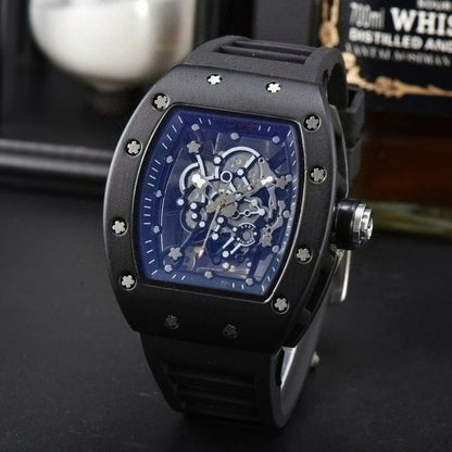 Original Luxury Watch Men with Transparent Crystal Dial Fashion Single Date Calendar High Quality Versatile Wristwatch Modern