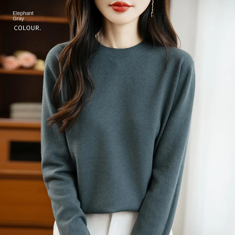 Women 22 colors weater O-neck Autumn Winter Basic 100% Andy velvet Warm Casual Pulls Jumpers Korean FashionSpring Knitwear 2025