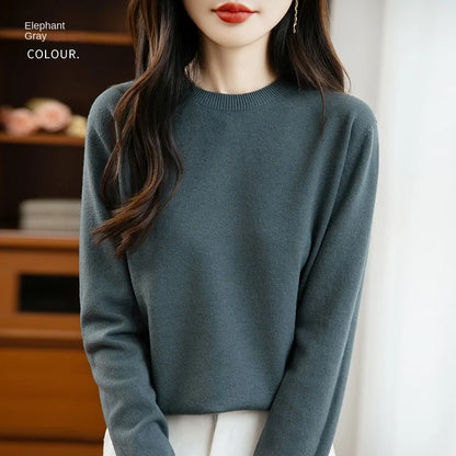 Women 22 colors weater O-neck Autumn Winter Basic 100% Andy velvet Warm Casual Pulls Jumpers Korean FashionSpring Knitwear 2025