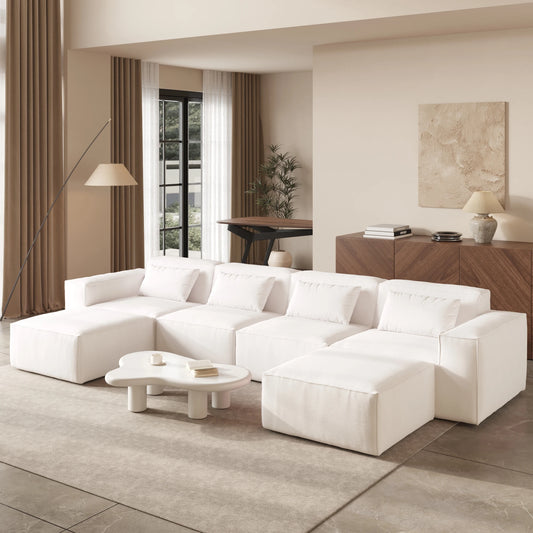 Sdorens Modular Sectional Sofa Couch for Living Room 149.62" Oversized U Shaped Cloud Couch with 2 Ottomans No Assembly Required