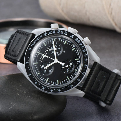 Stylish 2025 Moon Landing Commemorative Watch - Six-Hand Quartz Chronograph for Space Enthusiasts