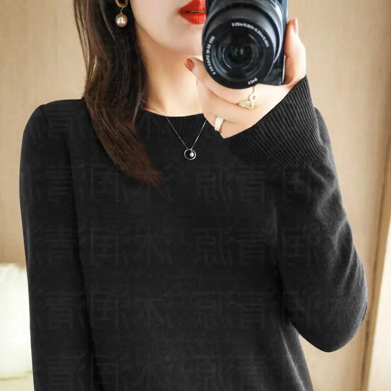 Autumn And Winter Thin Sweater Women's Round Neck Pullover Casual Knitted Top Women's Short Underlay Fashion 18 Colors
