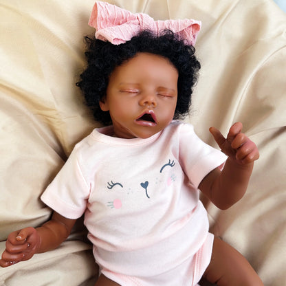 Risbecko 17 Inch Lifelike Black Reborn Baby Doll - African American Soft Cloth Body Doll - Birthday Gift/Christmas Gift