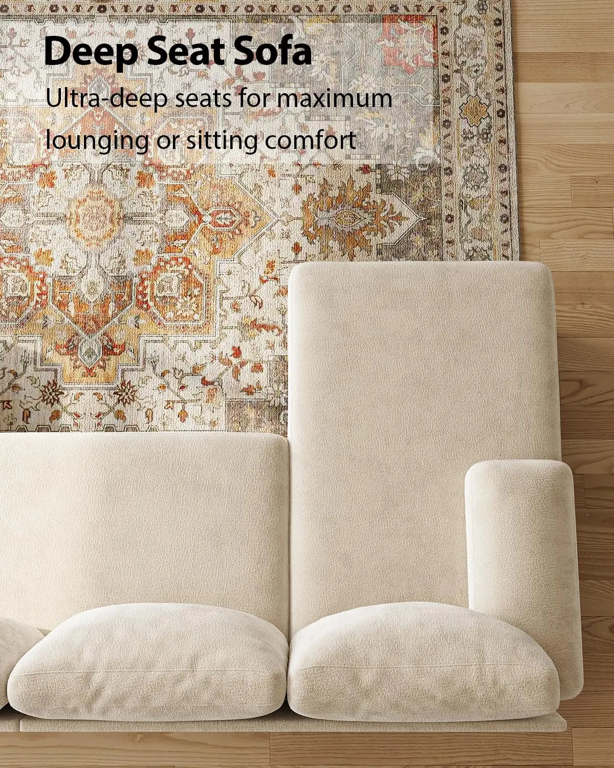 U-Shaped Sectional Couch Double Chaise Chenille Upholstery 112in Modern Living Room Apartment, Customized