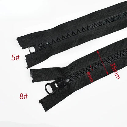 60-300cm 5# 8# Resin Zipper for Sewing Long Open-End Zippers with Single/Double Sliders Tent Coat Clothes Zip Repair Accessories