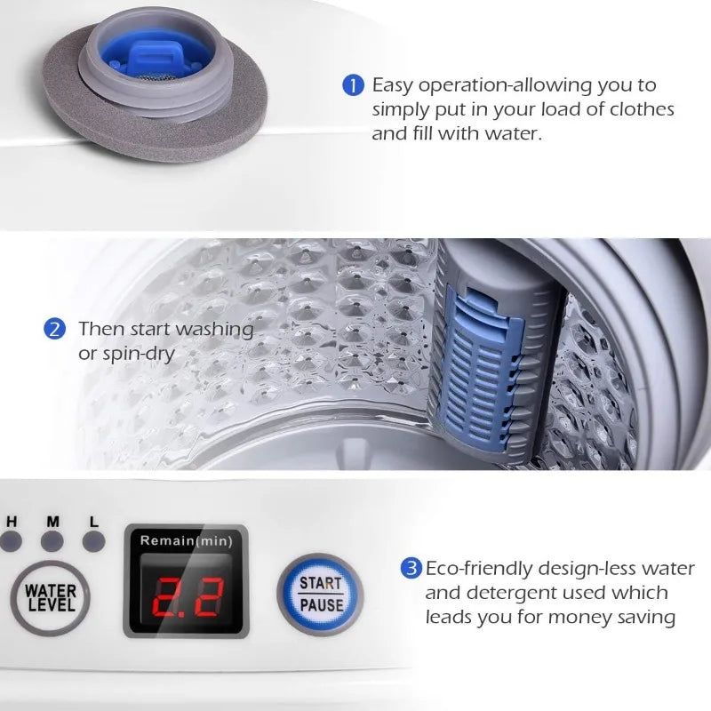 Giantex Portable Washing Machine, Full Automatic Washer and Dryer Combo, with Built-in Pump Drain 8 LBS  for Apartment RV Dorm