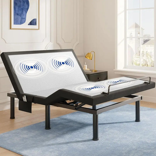 T600 Electric Adjustable Bed Frame with Remote, Massage, USB Ports, Pockets, Nightlight, Quiet Operation, Easy Assemb