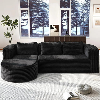 96" Cloud Sectional Couch Modern Boneless Couch 3 Seater with Oversized Chaise L Shaped Modular Sofa Couches for, Customized