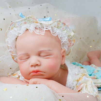 Full Body Silicone Reborn Baby Girl 18.9Inch Loulou 1:1 Lifelike Silicone Bebe Washable Newborn Dolls for Kids Teaching