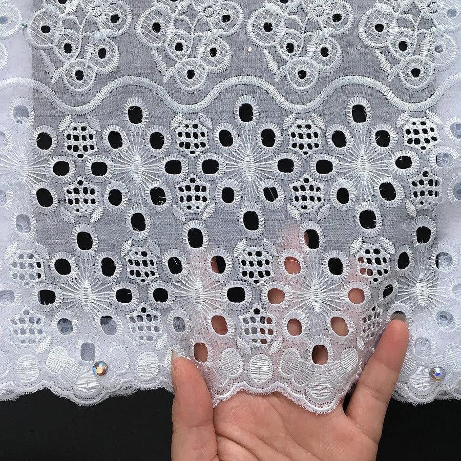 SJD LACE Austria African Cotton Lace Fabrics 2025 High Quality Nigerian Swiss Voile Lace for Sewing Women Wedding Dress DIY 4369