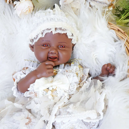 Waterproof Weighted Baby Girl 17.3" Lifelike Full Body Silicone Reborn Dolls Soft Handmade Newborn Dolls for Collector Gift