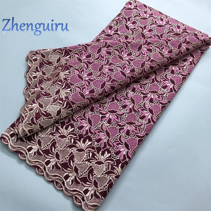 African Lace Fabric 2025 Swiss Voile Cotton Lace Elegant Nigerian Embroidered Cotton Lace Fabric 5 Yards for Women Sew A4016