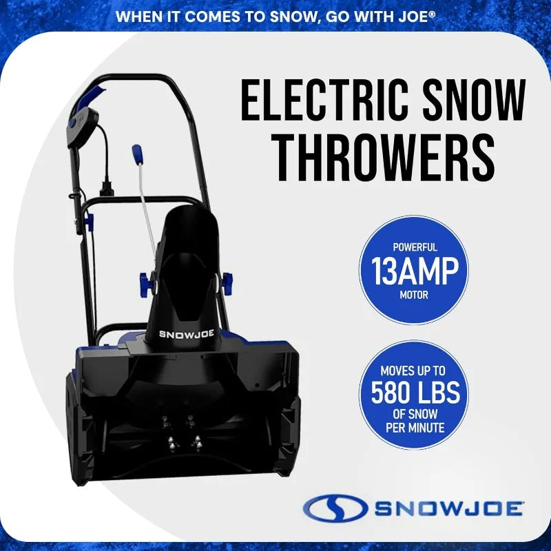 Snow Joe Electric Snow Blower, Push hrower for Driveway Snow Removal, Blue