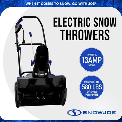 Snow Joe Electric Snow Blower, Push hrower for Driveway Snow Removal, Blue