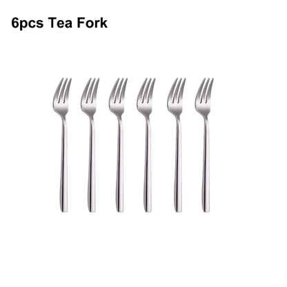 6Pcs Elegant Gold Flatware Set Stainless steel 304 Cutlery Mirror Silverware Rose Knife Fork High Polish Western Dinner Set