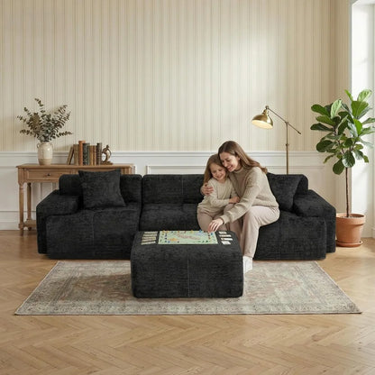 117" Modular Sectional Sofa Couch, Chenille Upholstered Boneless Couch, Oversized L-Shaped Cloud Sectional Couch, Customized