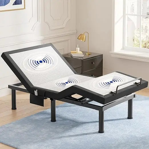 T600 Electric Adjustable Bed Frame with Remote, Massage, USB Ports, Pockets, Nightlight, Quiet Operation, Easy Assemb