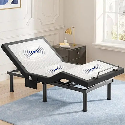 T600 Electric Adjustable Bed Frame with Remote, Massage, USB Ports, Pockets, Nightlight, Quiet Operation, Easy Assemb
