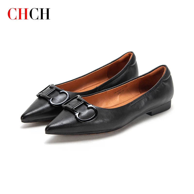 Pure Colour Simple Retro Classic Women's Single Shoes Fashion Exquisite Hundred Matching Pointed Head Design Women's Flat Shoes